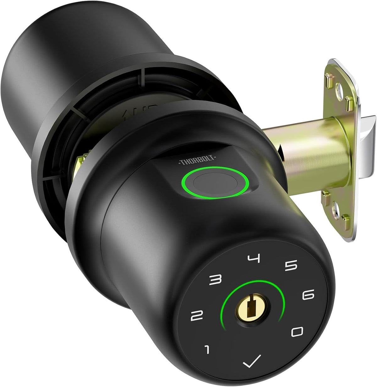 ThorBolt G1 Fingerprint Door Knob Lock with Keypad, Black