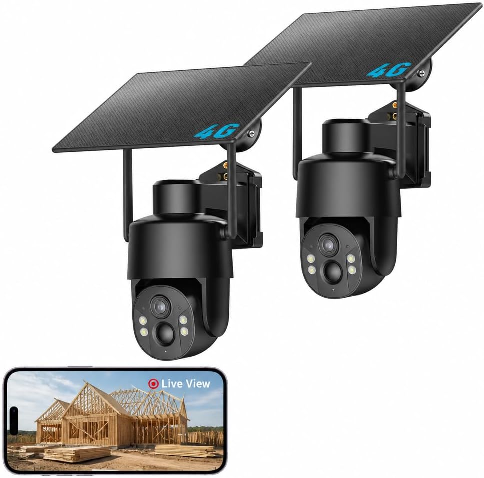 No WiFi Security Camera, 4G LTE Cellular, 4MP 360° Full Live View