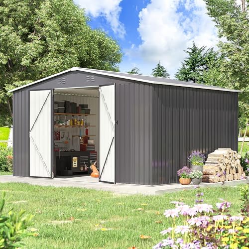 Polar Aurora 10x12 Outdoor Storage Metal Shed with Updated Frame Structure