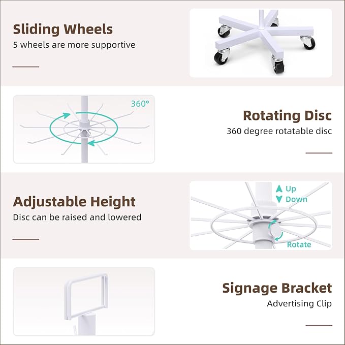 YEOOE Upgraded Retail Display Stand 7 Tier Spinning Display Stand, Movable Shop
