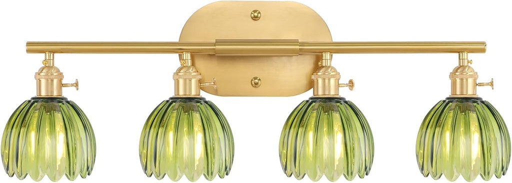 Shenmoyl Bathroom Light Fixtures, 4-Light Brass Vanity Wall Light Over Mirror