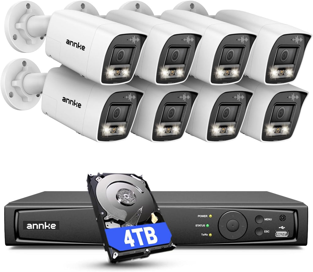 ANNKE 16 Channel Security Camera System 4K PoE, Two-Way Audio, 4TB HDD