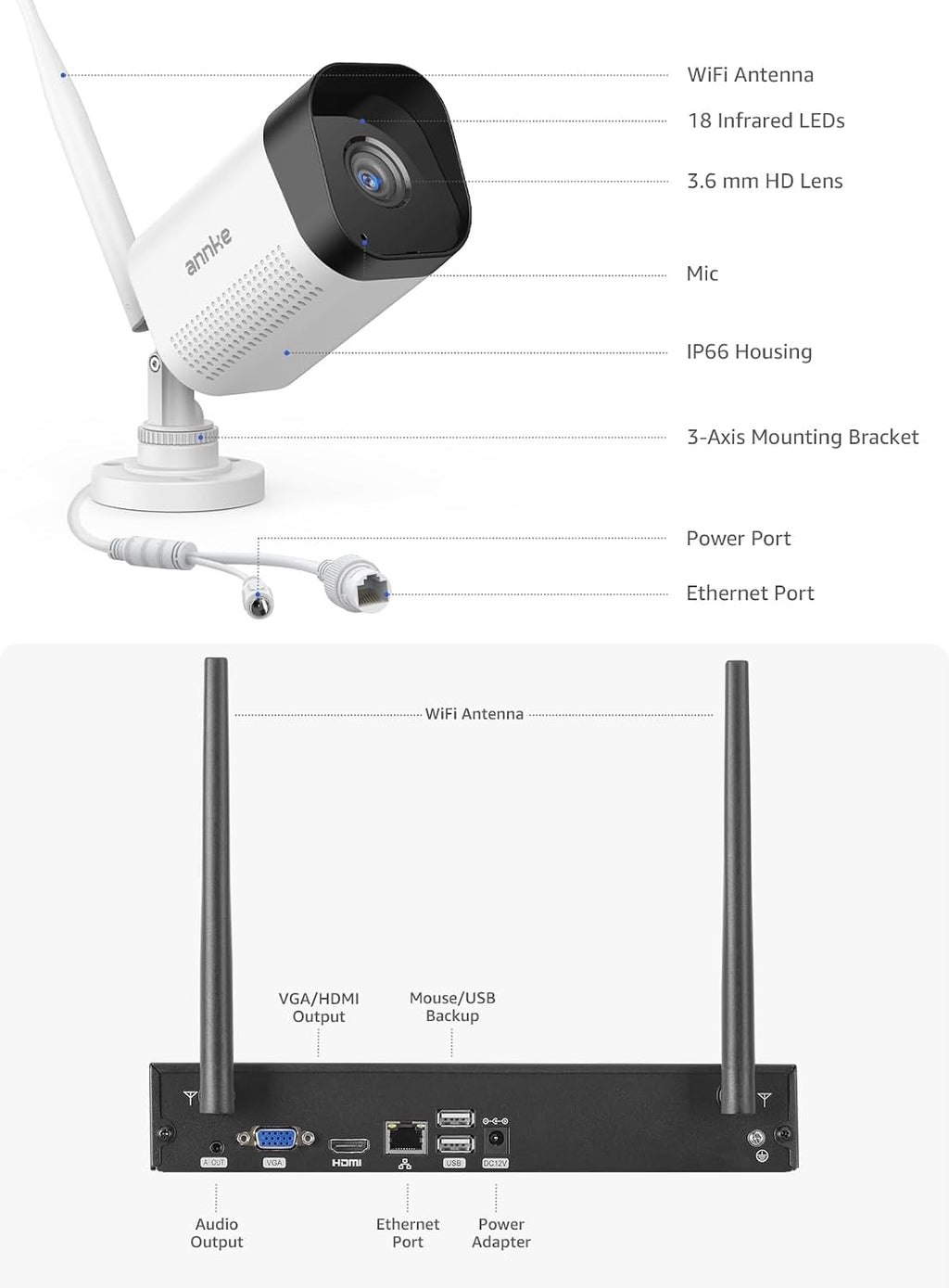 annke 2-pack 3mp bullet wireless security camera, add-on, view 9