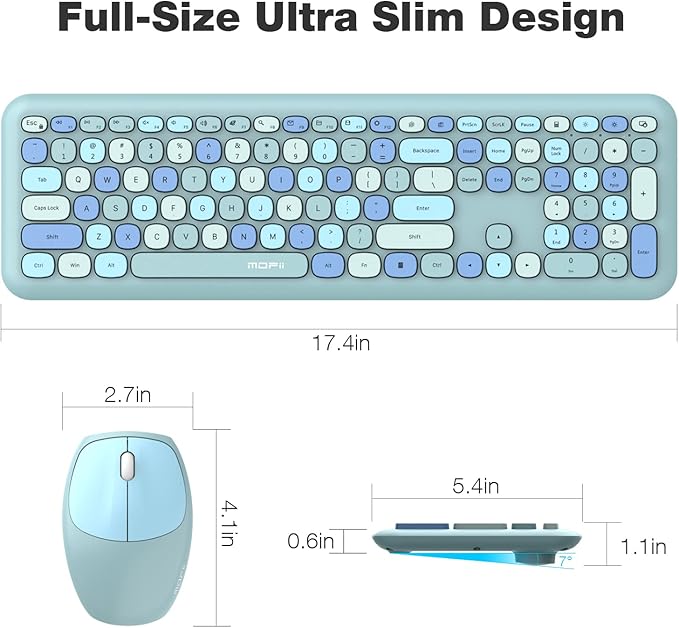 MOFII Wireless Keyboard and Mouse Combo Silent, Slim Compact 2.4G USB Full Size