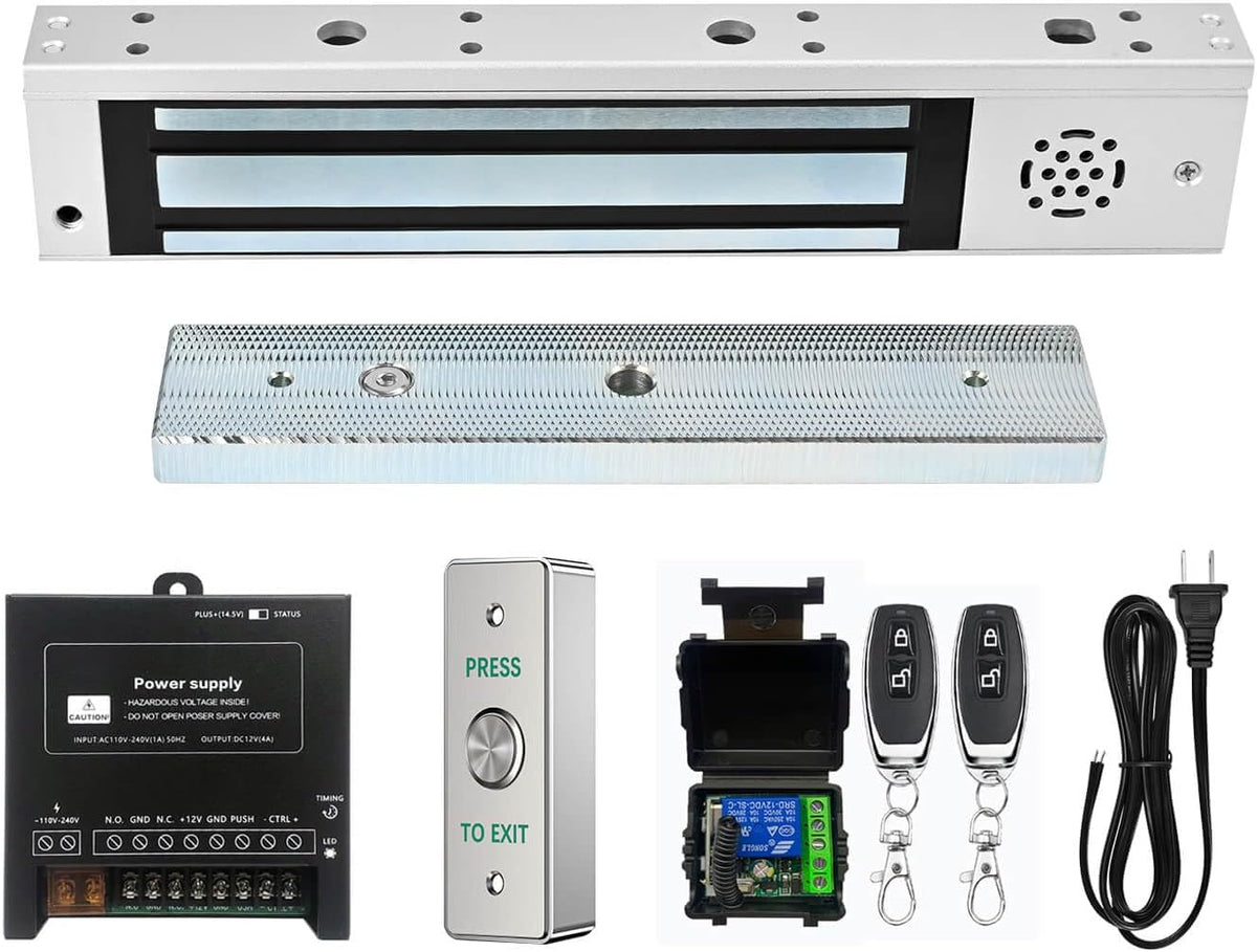 Door Access Control System Outswinging 600lbs Magnetic Lock Kit Build-in Alarm