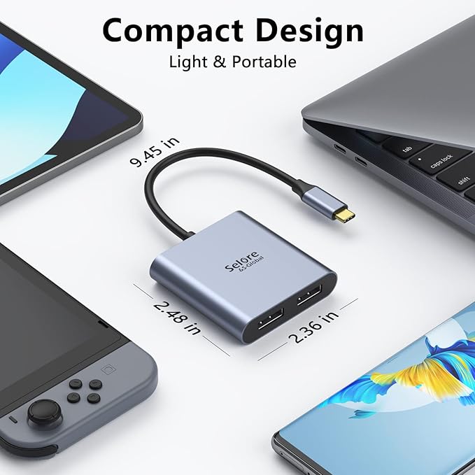 USB-C to Dual 4K DisplayPort Splitter Adapter, USB Type C to Displayport Dual