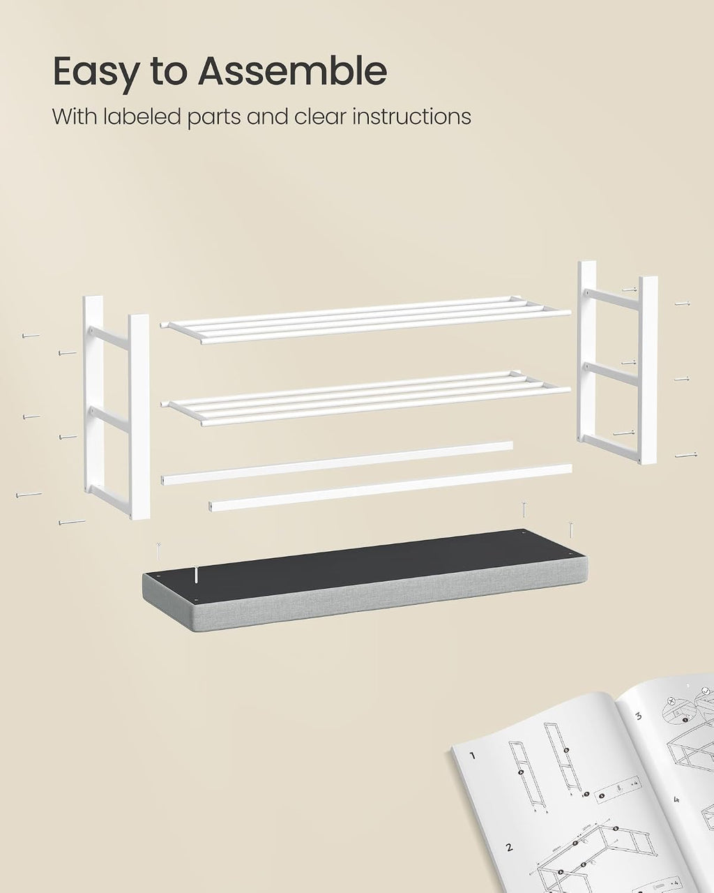 songmics shoe bench, storage bench, entryway bench with, package contents