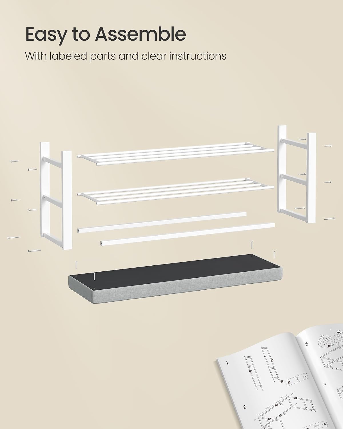 songmics shoe bench, storage bench, entryway bench with, package contents