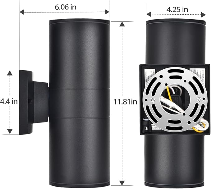 wowlite Modern Outdoor Wall Lights, Up and Down Lights Wall Mount Cylinder (2 Pack)