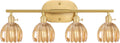 Shenmoyl Bathroom Light Fixtures, 4-Light Brass Vanity Wall Light Over Mirror