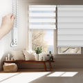FOIRESOFT Standard Blackout Zebra Roller Blinds Dual Layer Privacy Shade