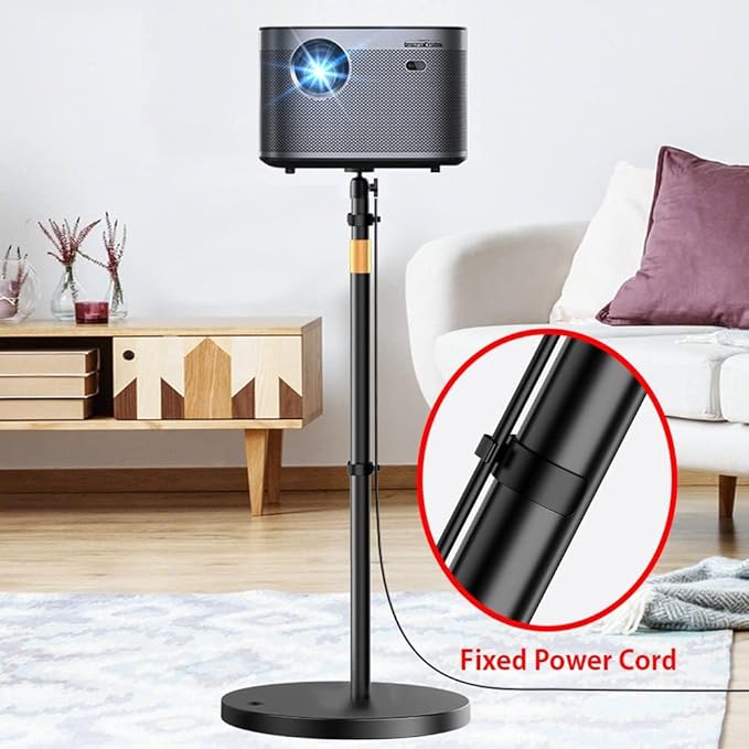 HVAYING Projector Stand, 360° Swivel, Sofa Against Wall Hidden Stand, Height