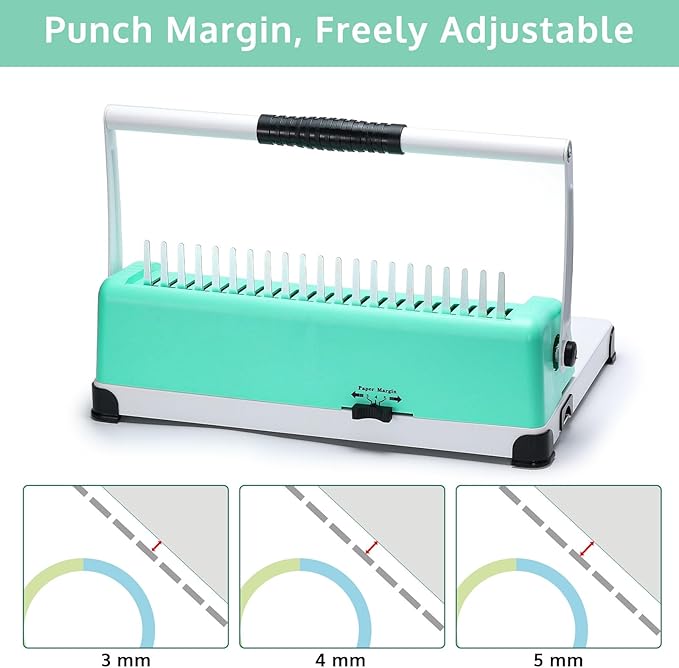OFFNOVA Binding Machine, 21-Hole 450 Sheets Paper Comb Binding Machine (100 PCS)