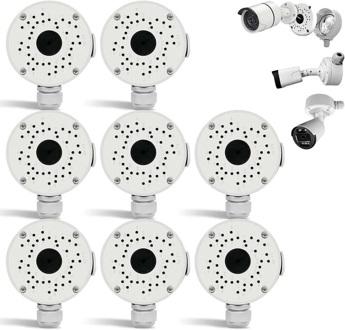 Metal Aluminum IP66 Waterproof Bullet Security Camera Junction Box, 8Pack