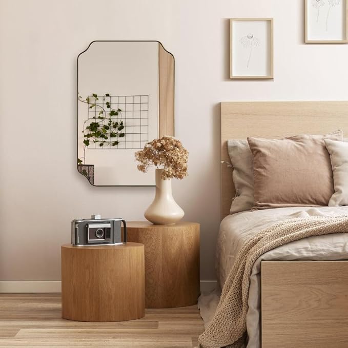 ANDY STAR Brushed Gold Mirror, Rounded Rectangle Bathroom Mirror