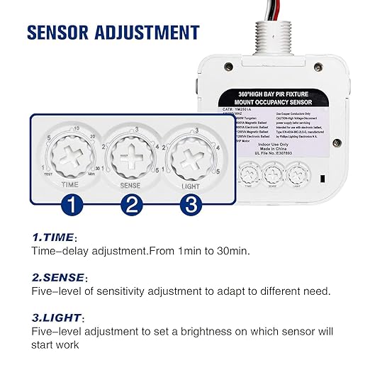 ECOELER High-Bay Occupancy Sensor Switch, 360° Passive Infrared PIR Ceiling (10 Pack)