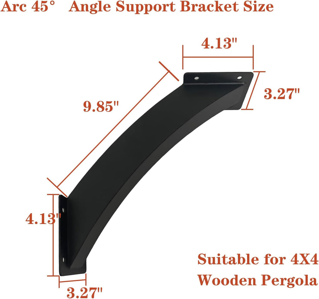 4x4 arc 45°angle support bracket heavy duty pergola shown in use