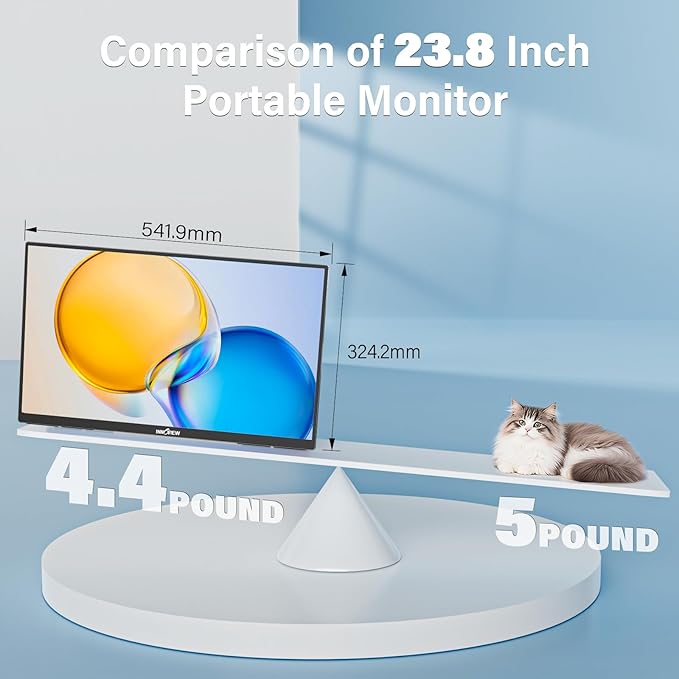 Innoview 23.8” 4K Large Portable Monitor, UHD 100%sRGB IPS Speakers USB-C HDMI