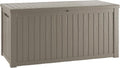 Outdoor Storage Box, 150 Gallon Waterproof Deck Box, Piston-Assisted Resin Trunk for Sectional Sofa Cushions, High-Capacity Lockable Double Storage Bench, Patio Lounge, Grey