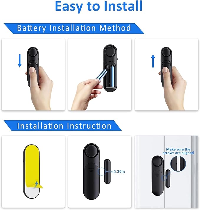 AKOYU 5-Pack Window Alarms for Home Security, 120dB Door and Window Open Sensor