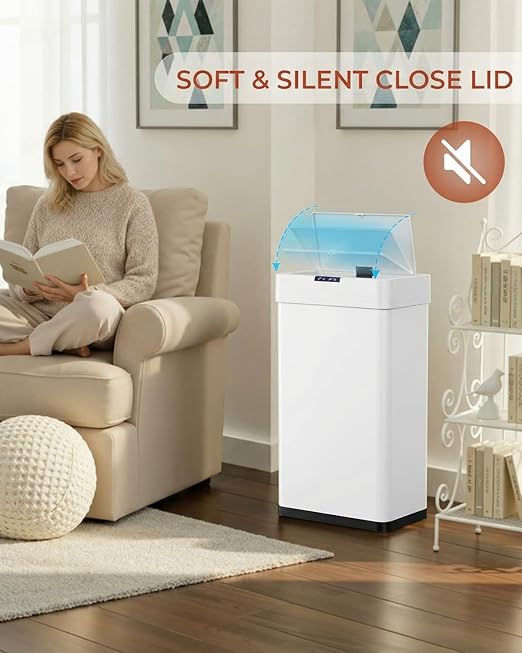 TLSUNNY 13.2 Gallon Motion Sensor Trash Can, Touchless Automatic Garbage Can