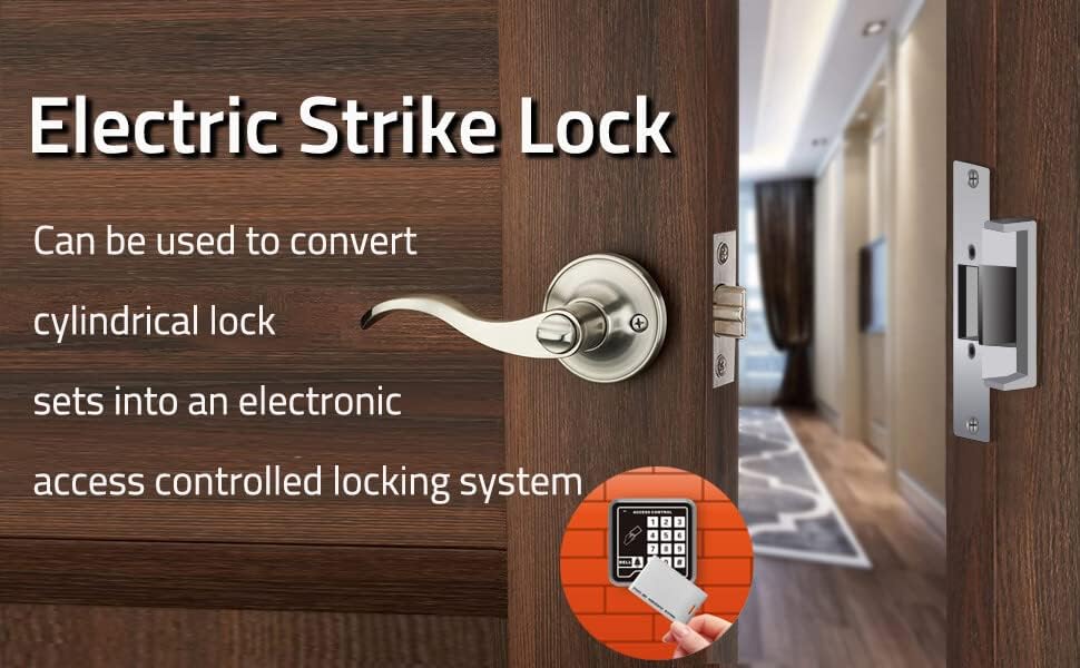Door Access Control System RFID Keypad Electric Strike Lock Kit with Exit Button Doorbell Chime Remote Control