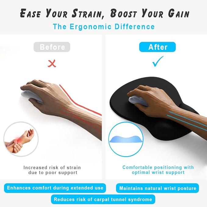 ErgoComfort Gel Wrist Rest Mouse Pad-Ergonomic Office Mousepad
