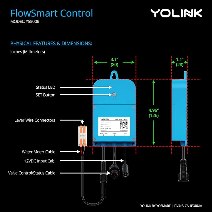 NSF Certified Pulse Meter + Shutoff Valve Kit, FlowSmart Controller YS5006