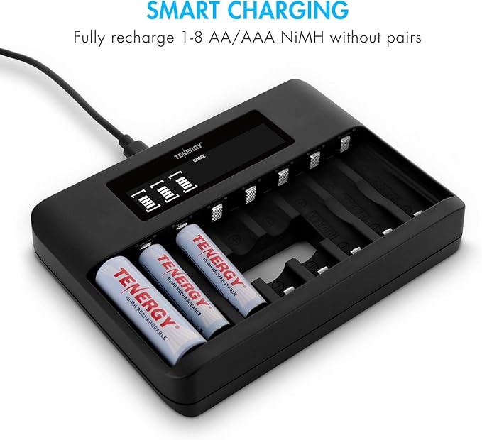 Tenergy TN480U 8 Bay LCD Display Fast Charger (8 Pack)