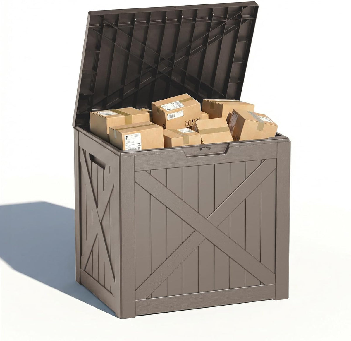 vixzen 40 gallon package delivery boxes for outside shown in use