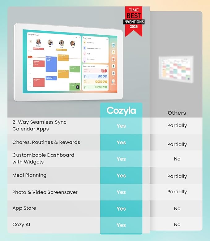 Cozyla Digital Calendar+ 2: 15.6'' Wall Planner Touch Screen Chore Chart