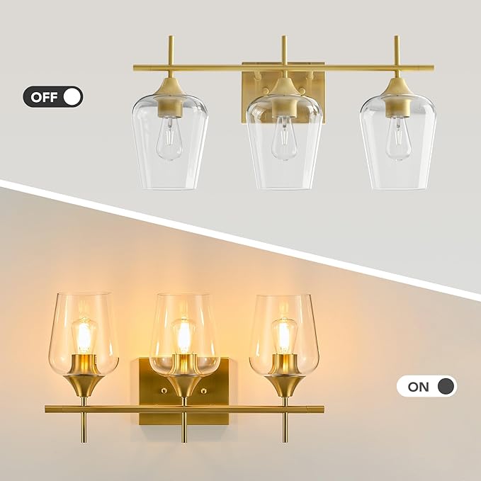 VONLUCE Bathroom Vanity Light, 3 Light Bathroom Light Fixture Over Mirror