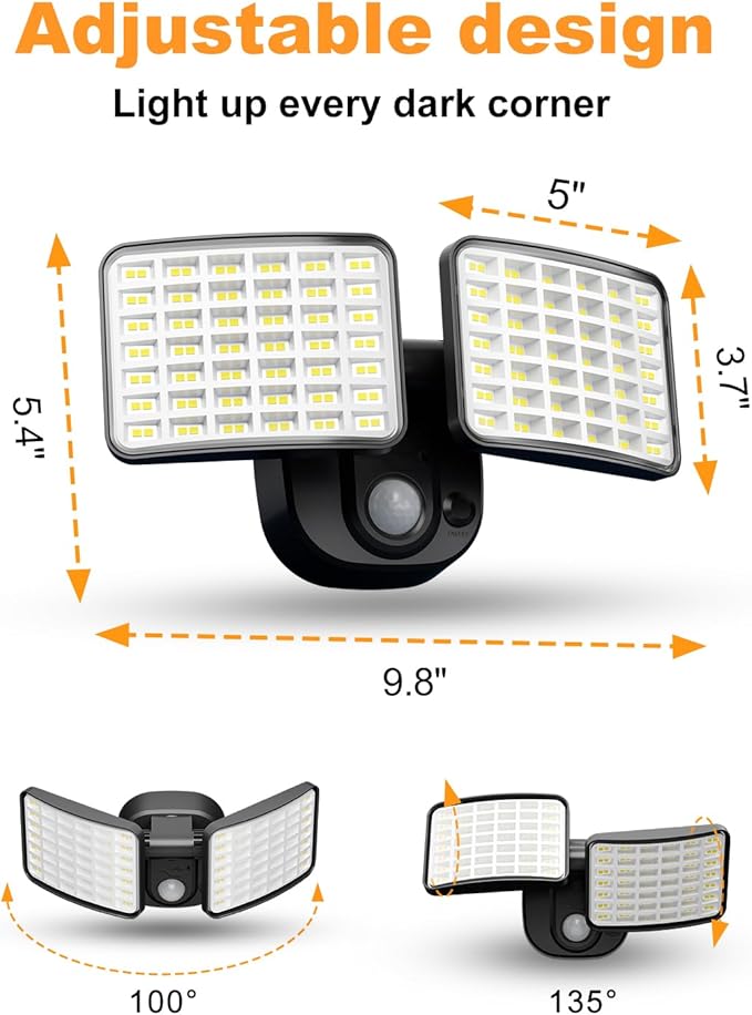 Rechargeable Battery Motion Light, 2500LM & 4000LM Dual Modes Motion Sensor