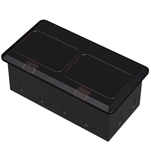 KYHSHJ Dual Pop-Up Floor Electrical Outlet Box Kit，20 Amp Stainless Steel USB