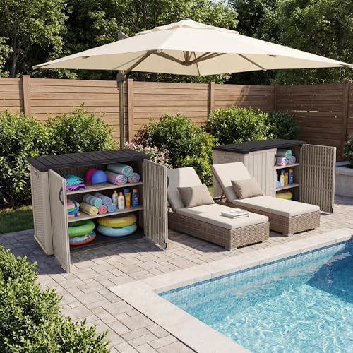 Patiowell 26 cu.ft Resin Outdoor Storage Cabinet, Beige
