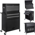 8-Drawer Rolling Tool Chest with Detachable Top Tool Box, Tool Cabinet with Universal Lockable Wheels, Mechanic Tool Organizer Storage Box for Garage Workshop Repair Shop Warehouse (Black)
