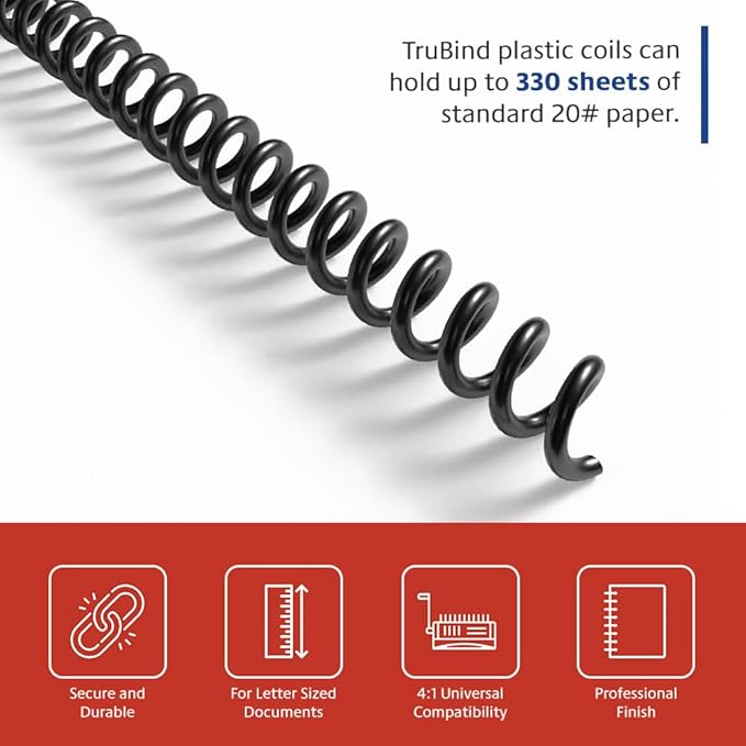 TruBind 38mm Spiral Binding Coils (50 Pack)