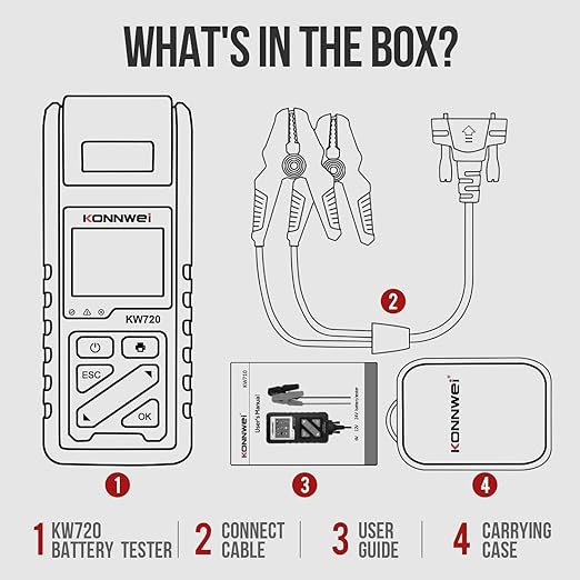 KONNWEI KW720 Car Battery Tester 6V 12V 24V W/Printer, Battery Load Tester