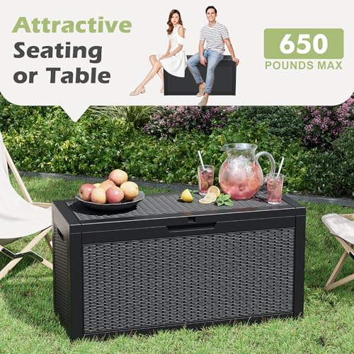 KAMABOKO Outdoor Storage Box, 65 Gallon Deck Box Outdoor Waterproof
