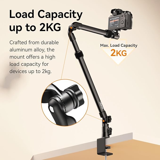 ULANZI ZJ02 Camera Desk Mount Overhead Magic Arm, 98cm/38.6inch Aluminum