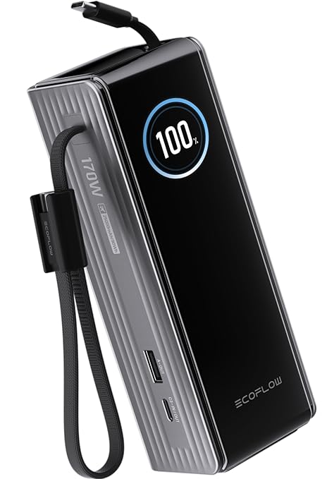 EF ECOFLOW Rapid Power Bank, 100W Built-in and Retractable Cables, Portable