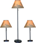 Catalina Lighting Rustic Cabin Lodge 3-Piece Table & Floor Lamp Set, LED Bulb NOT Included, 58", Forest Print, Set of 3