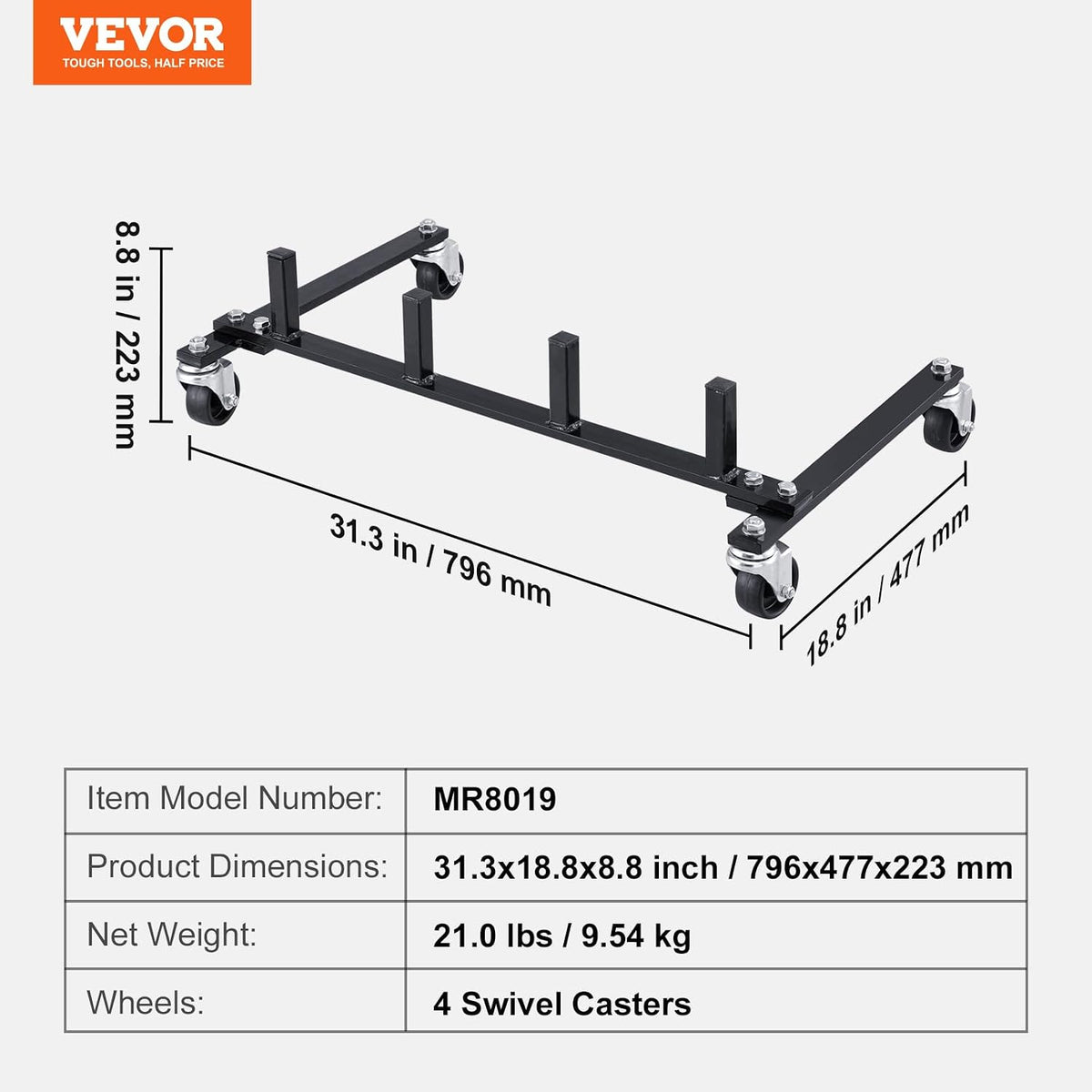 vevor car dolly rack, storage rack with 360° on a desk or shelf