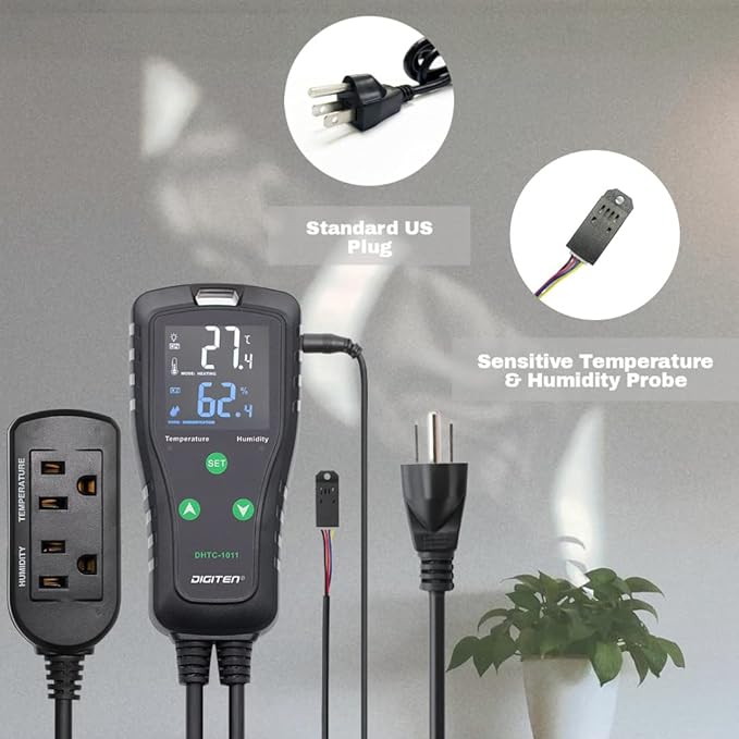 DIGITEN DHTC1011 Humidity and Temperature Controller Plug-in Thermostat