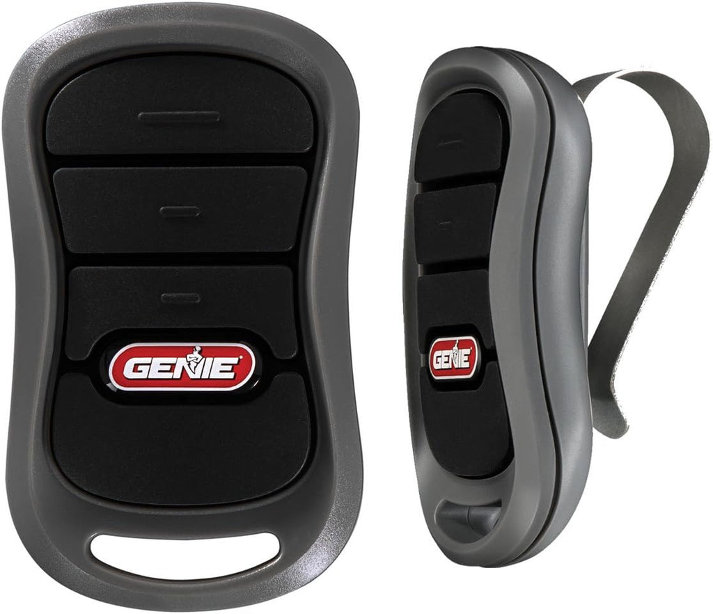 genie 3-button garage door opener remotes (2 pack), close-up detail