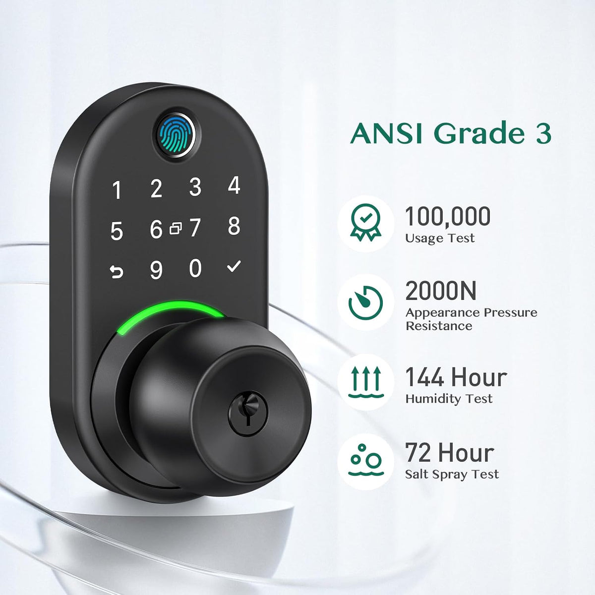 keypad smart door knob lock, yamiry fingerprint keyless, close-up detail