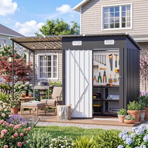 5x3FT Outdoor Storage Shed & Hardtop Gazebo Combo