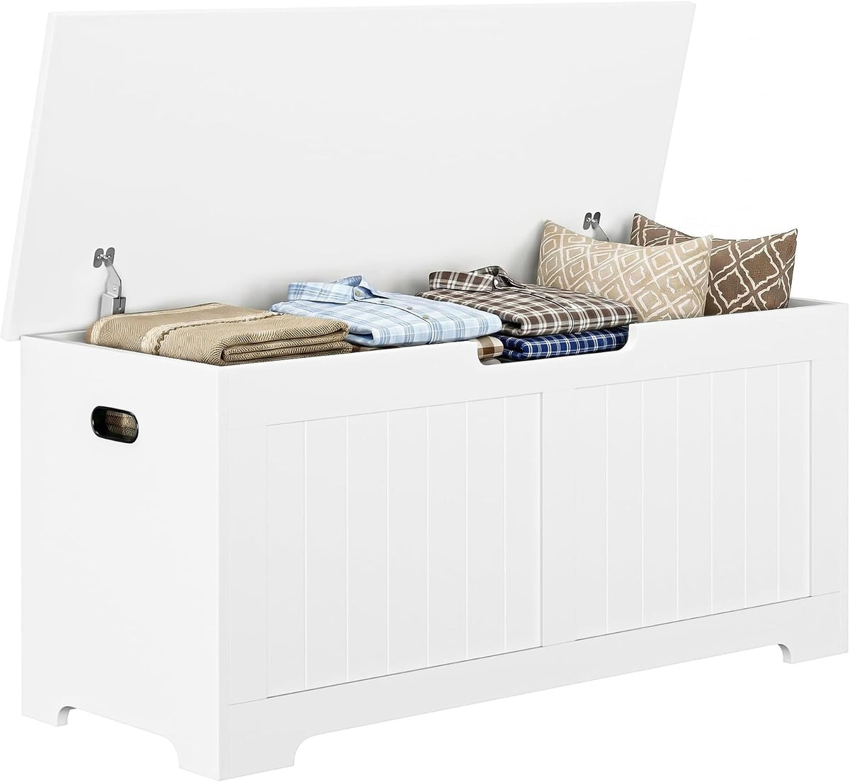 Wooden Storage Chest,30/40 Inch Storage Trunk w/2 Safety Hinges, Storage Bench, Modern Lift Top Chest Box Organizer (White, 40 Lx 15.7 W x19 H Inch)
