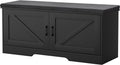 HOMSHO Farmhouse Shoe Storage Bench with 2 Barn Doors & Padded Seat Cushion
