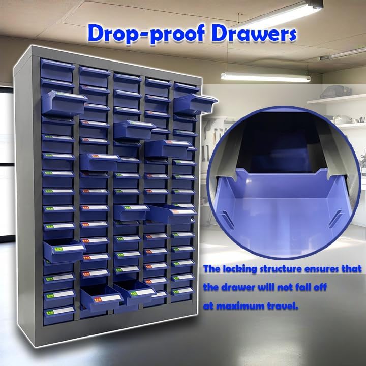 TECHTONGDA Bolt and Nut Tool Storage Cabinet 75 Drawers Parts Cabinet Contains Assortment KIT Metal Organization Shelves for Garage, Store, Workshop